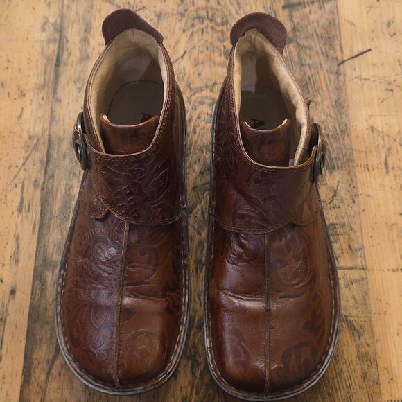 ALEGRIA Caiti Choco Embossed Rose Boot Size 40/9-9.5 Fall Boho Coastal Cowgirl - Picture 2 of 9